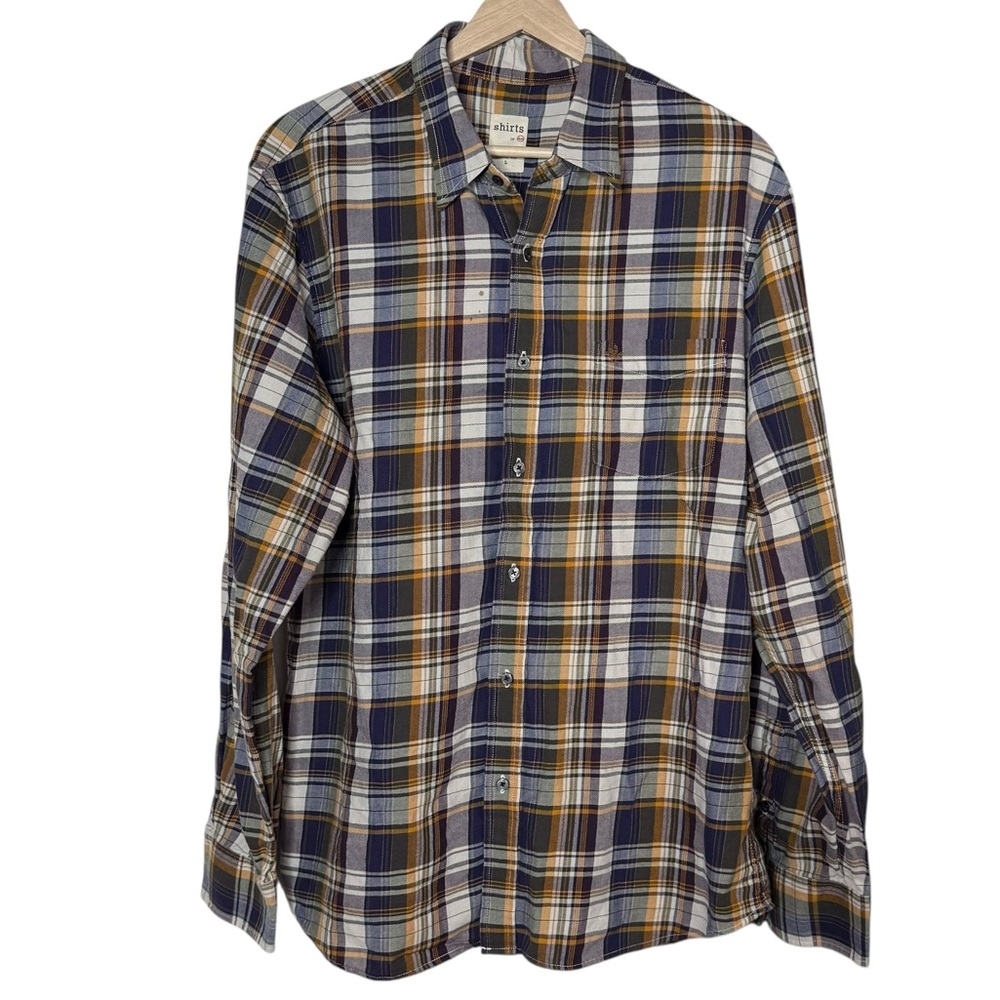 AG Aiden Long Sleeve Button Front Shirt Size L Plaid Flannel Adriano Goldschmied